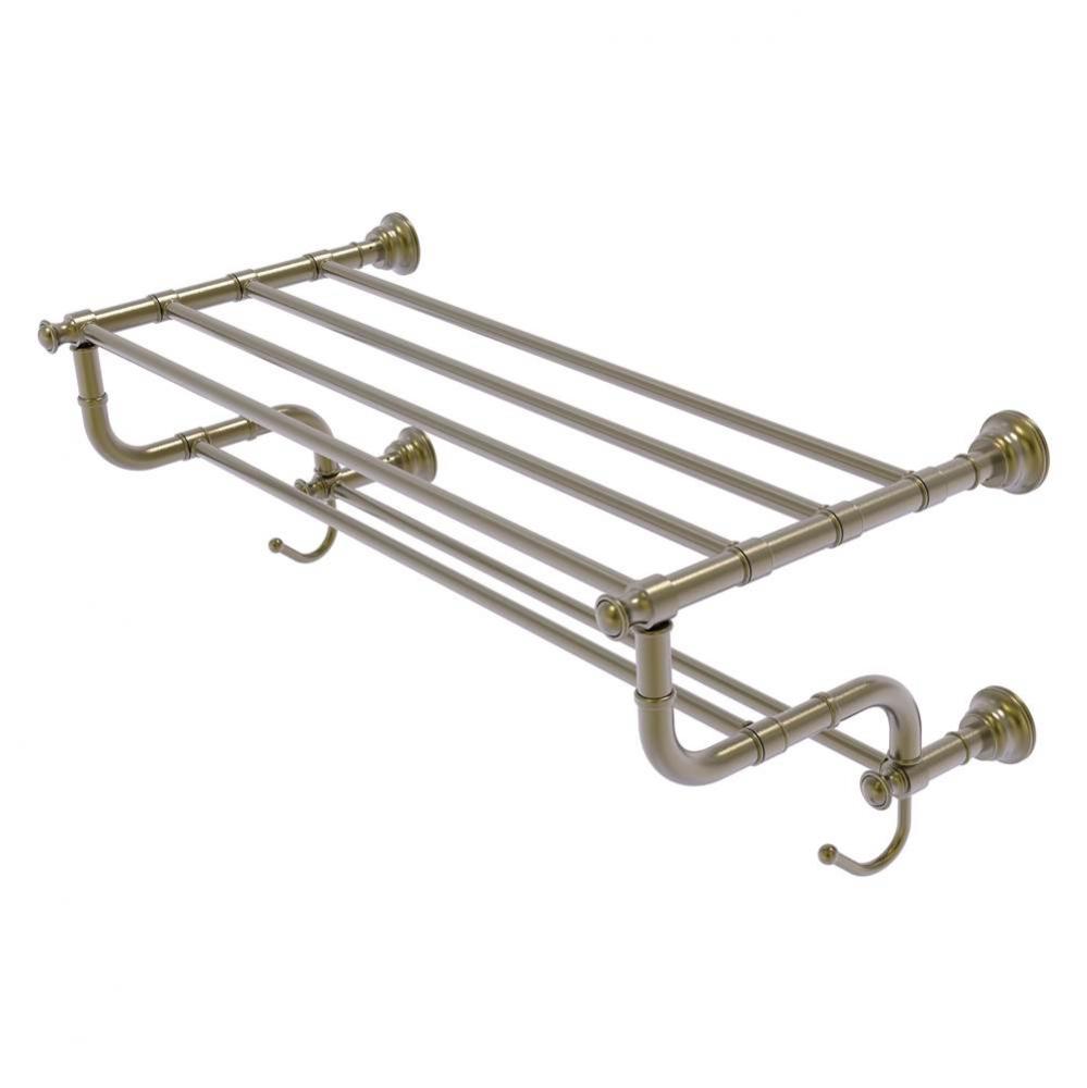 Carolina Collection 24 Inch Towel Shelf with Double Towel Bar - Antique Brass