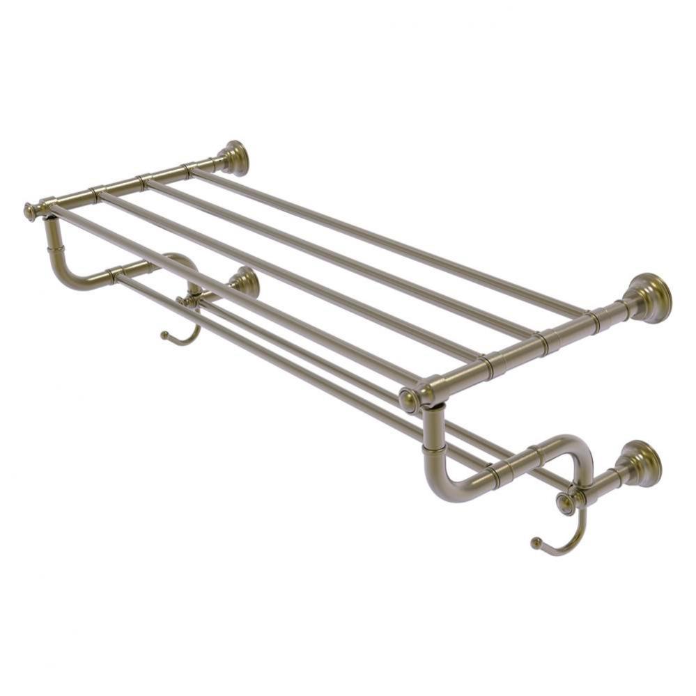 Carolina Collection 30 Inch Towel Shelf with Double Towel Bar - Antique Brass