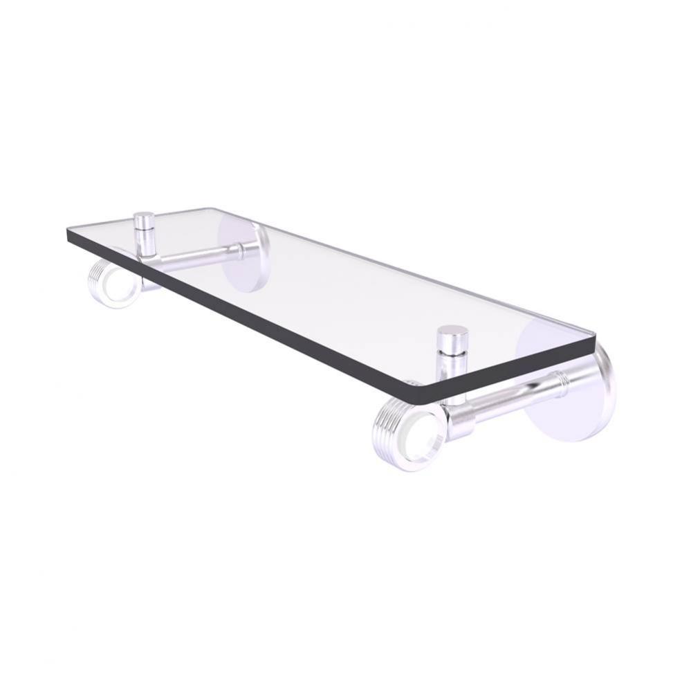 Clearview Collection 16 Inch Glass Shelf with Groovy Accents