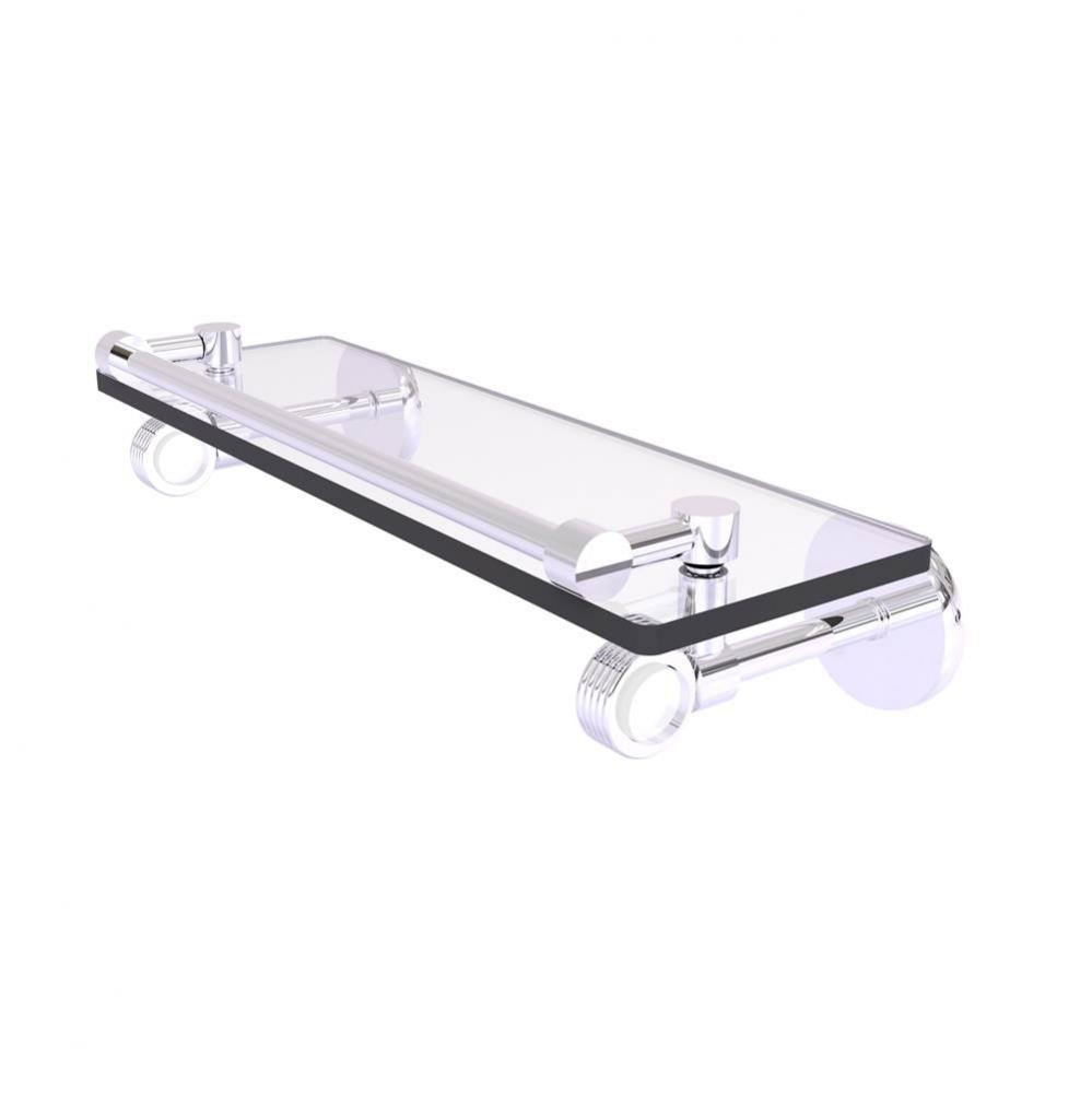 Clearview Collection 16 Inch Gallery Rail Glass Shelf with Groovy Accents