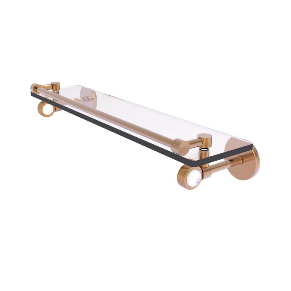 Clearview Collection 22 Inch Gallery Rail Glass Shelf with Groovy Accents