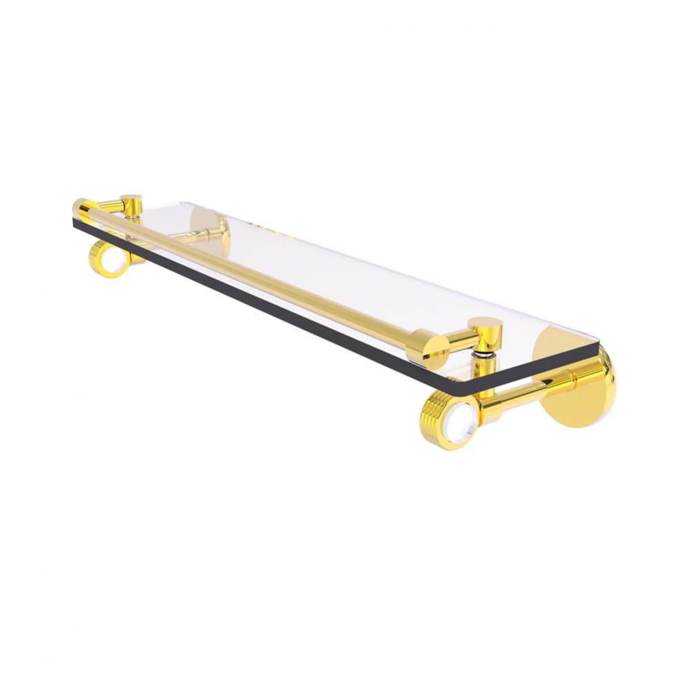 Clearview Collection 22 Inch Gallery Rail Glass Shelf with Groovy Accents