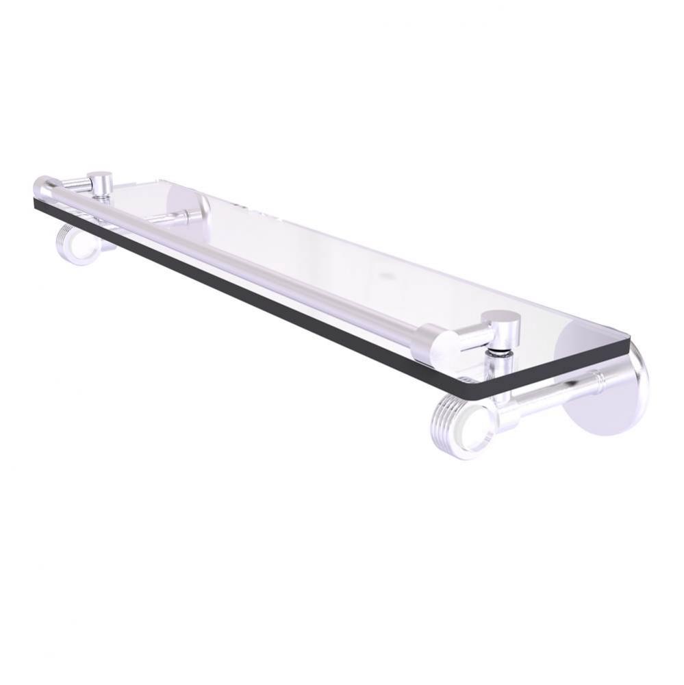 Clearview Collection 22 Inch Gallery Rail Glass Shelf with Groovy Accents