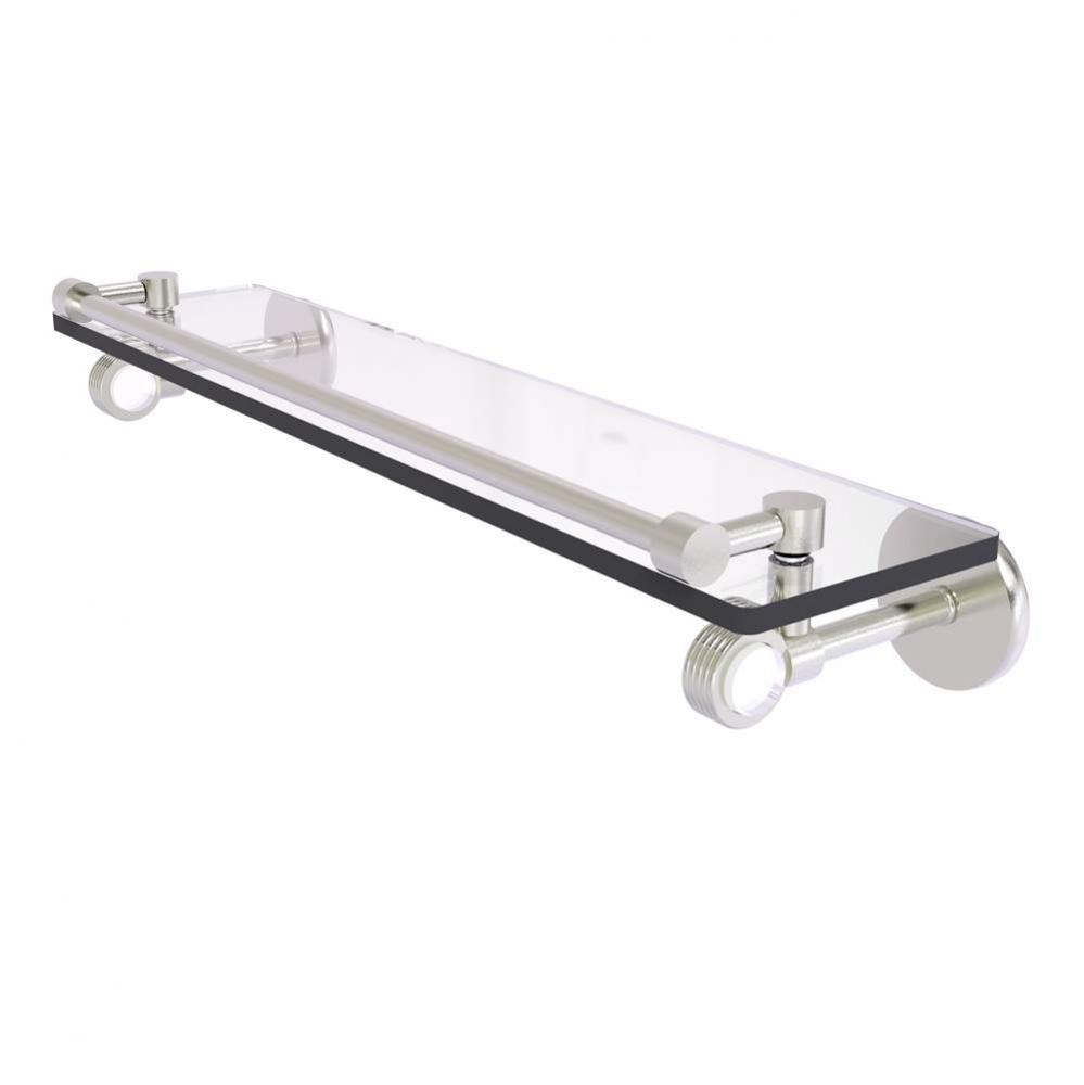 Clearview Collection 22 Inch Gallery Rail Glass Shelf with Groovy Accents