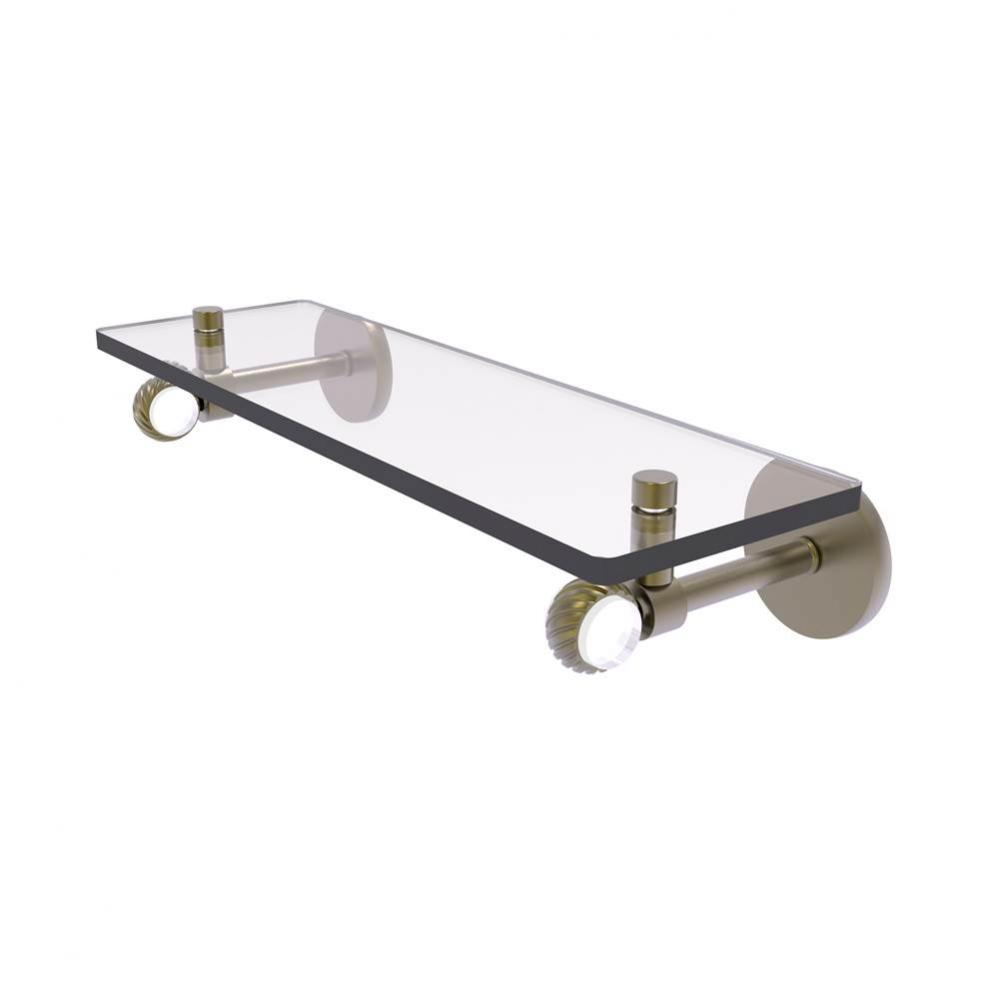 Clearview Collection 16 Inch Glass Shelf with Twisted Accents