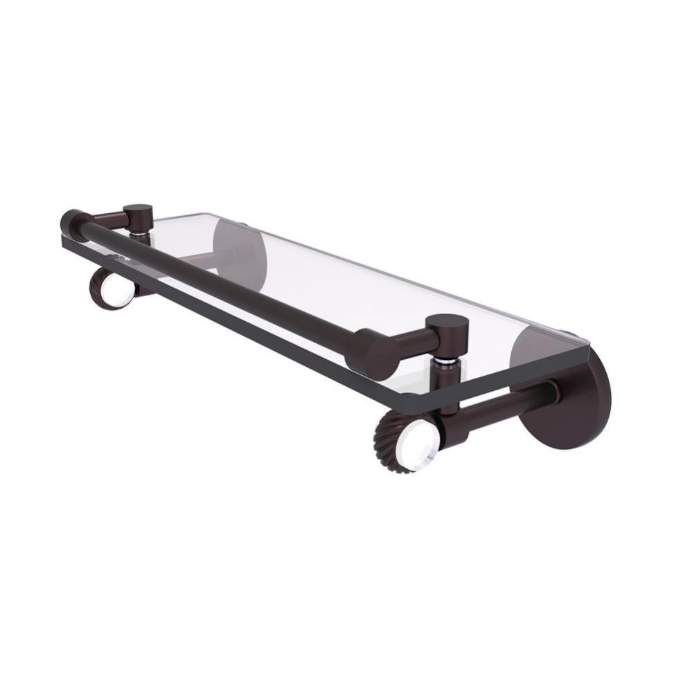 Clearview Collection 16 Inch Gallery Rail Glass Shelf with Twisted Accents