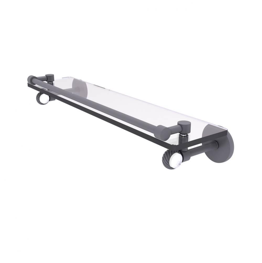 Clearview Collection 22 Inch Gallery Rail Glass Shelf with Twisted Accents