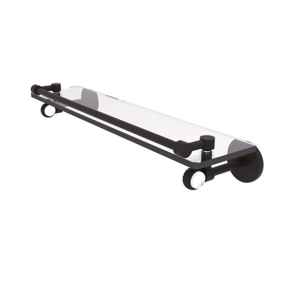 Clearview Collection 22 Inch Gallery Rail Glass Shelf with Twisted Accents