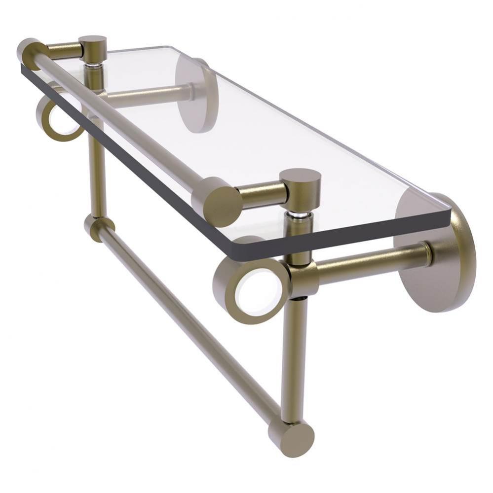 Clearview Collection 16 Inch Glass Shelf with Gallery Rail and Towel Bar - Antique Brass