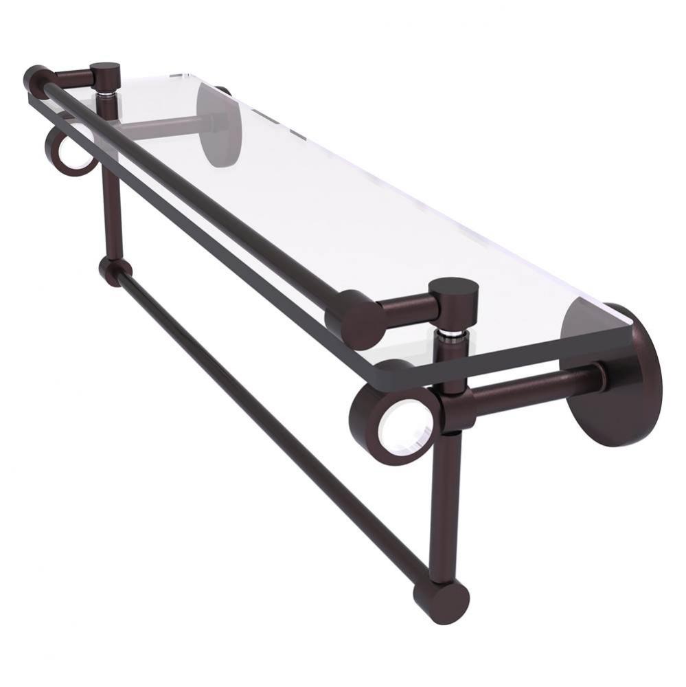 Clearview Collection 22 Inch Glass Shelf with Gallery Rail and Towel Bar - Antique Bronze