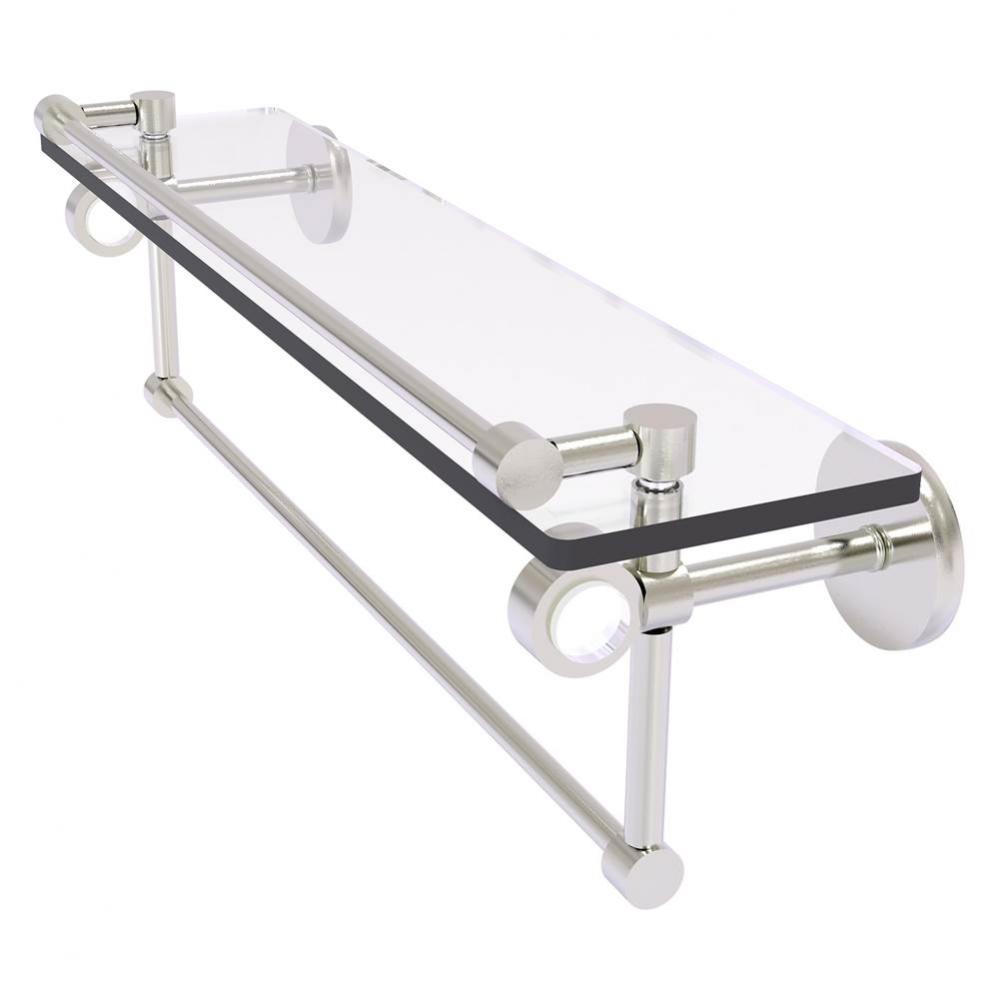 Clearview Collection 22 Inch Glass Shelf with Gallery Rail and Towel Bar - Satin Nickel