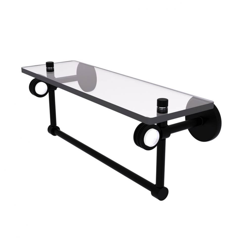 Clearview Collection 16 Inch Glass Shelf with Towel Bar and Dotted Accents