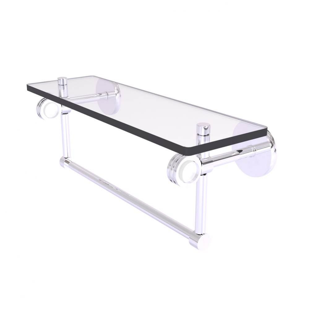 Clearview Collection 16 Inch Glass Shelf with Towel Bar and Dotted Accents