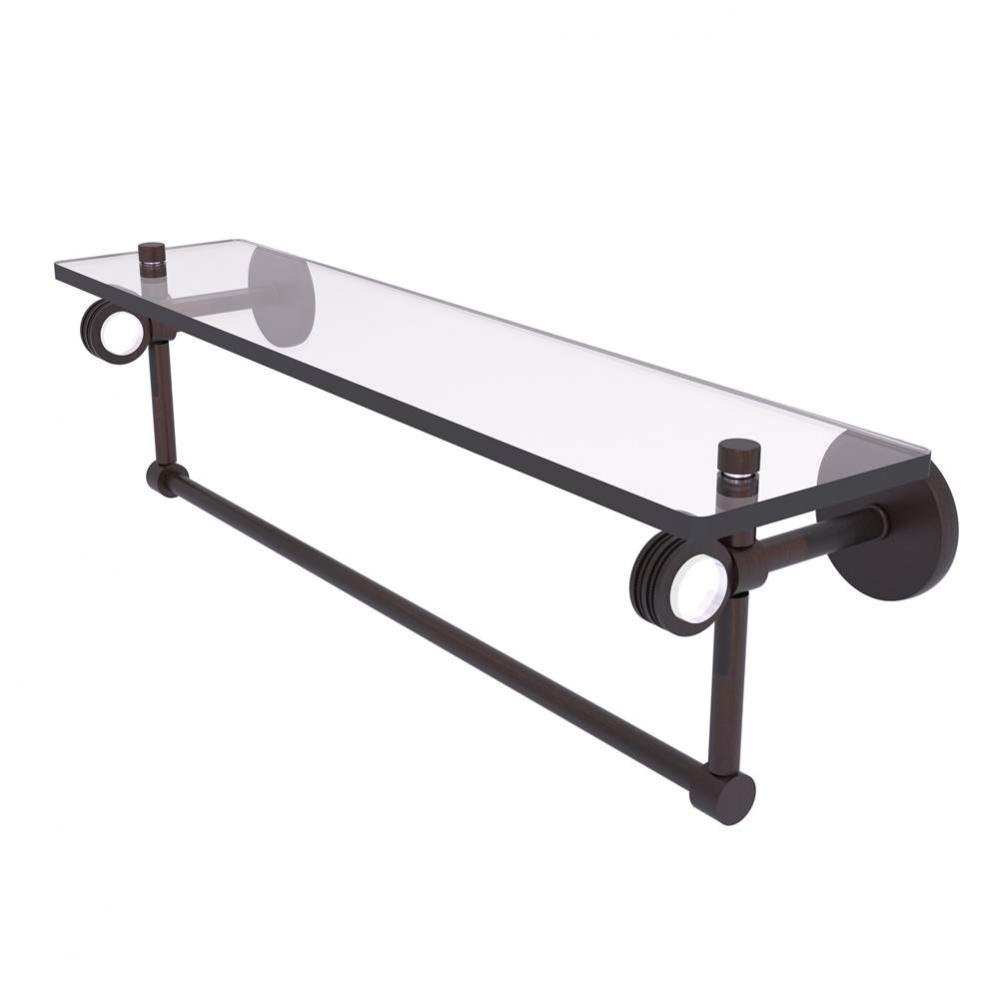 Clearview Collection 22 Inch Glass Shelf with Towel Bar and Dotted Accents