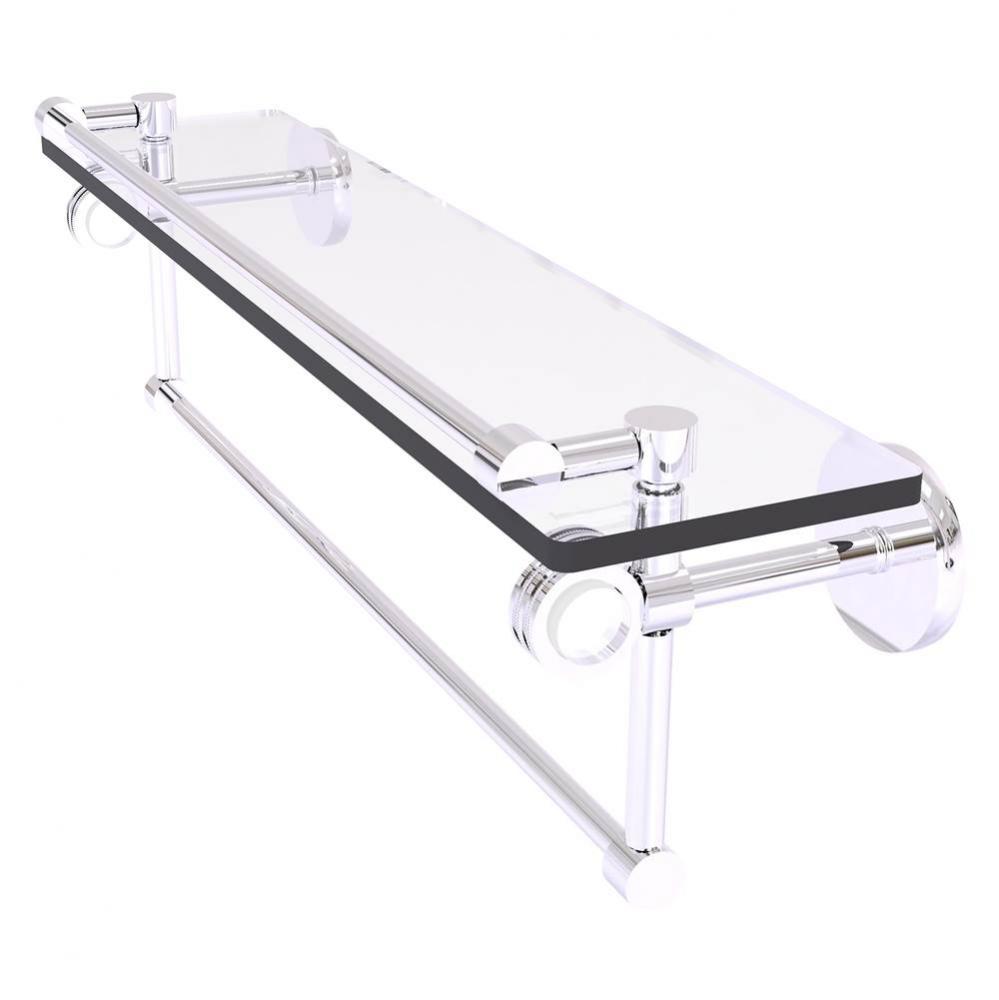 Clearview Collection 22 Inch Glass Gallery Shelf with Towel Bar and Dotted Accents - Polished Chro