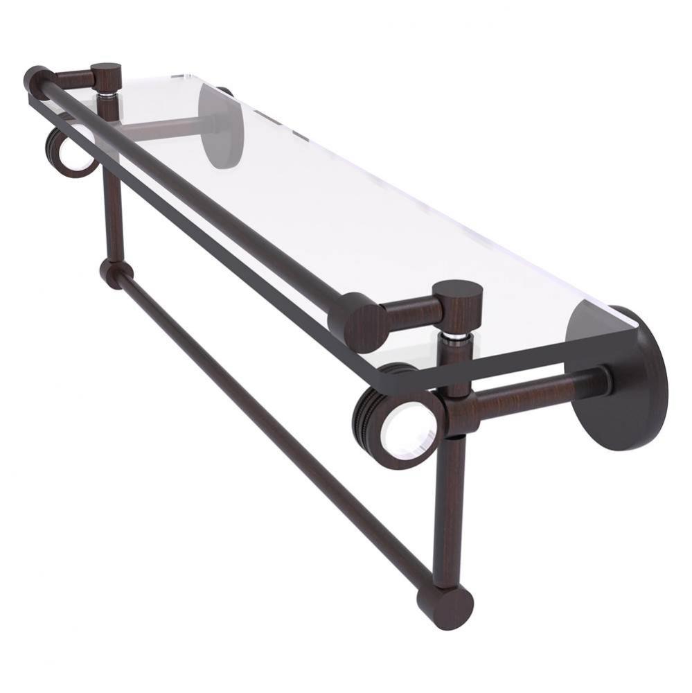 Clearview Collection 22 Inch Glass Gallery Shelf with Towel Bar and Dotted Accents - Venetian Bron