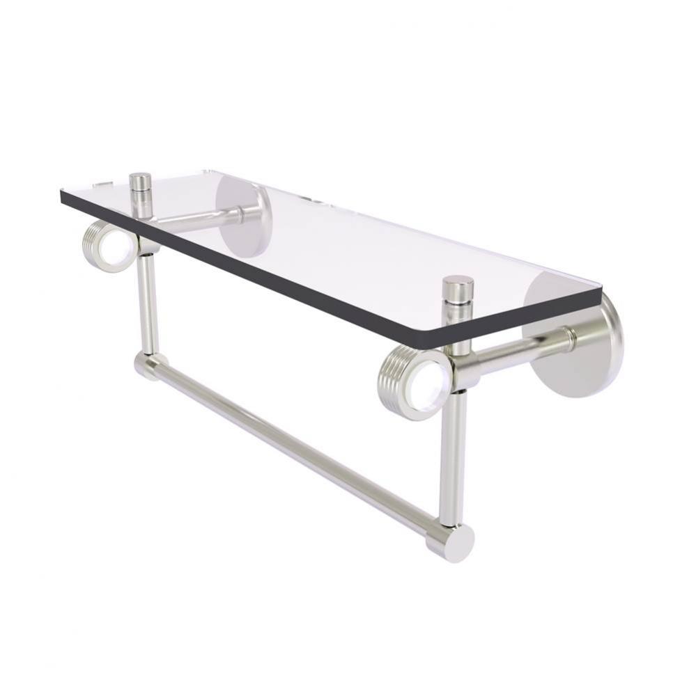 Clearview Collection 16 Inch Glass Shelf with Towel Bar and Groovy Accents