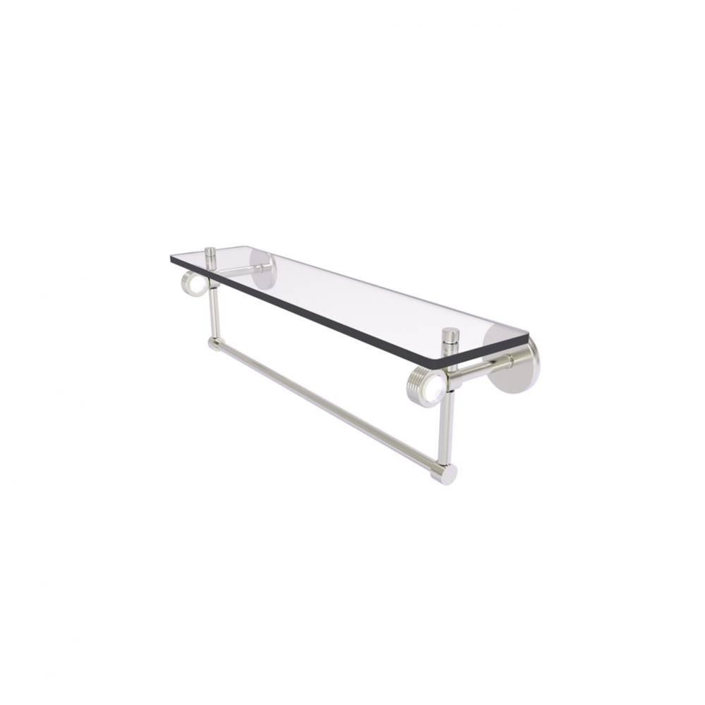 Clearview Collection 22 Inch Glass Shelf with Towel Bar and Groovy Accents