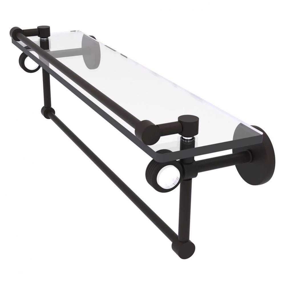 Clearview Collection 22 Inch Glass Gallery Shelf with Towel Bar and Grooved Accents - Oil Rubbed B