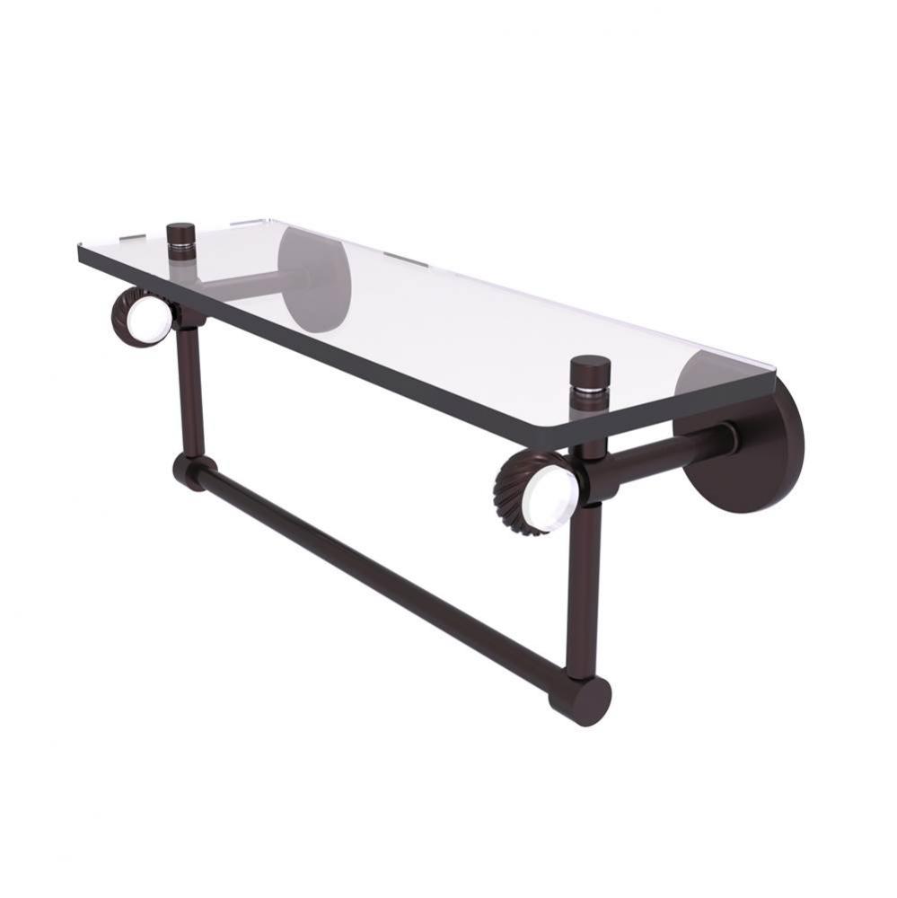 Clearview Collection 16 Inch Glass Shelf with Towel Bar and Twisted Accents
