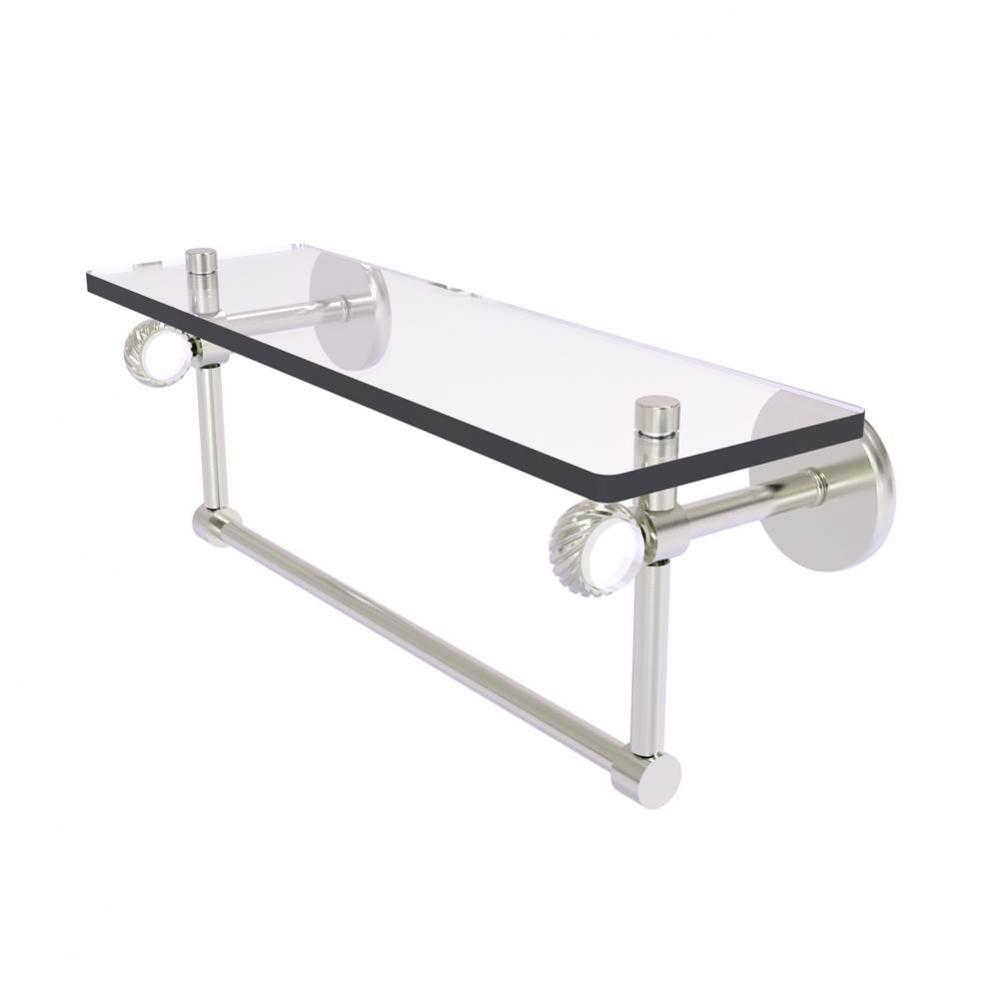 Clearview Collection 16 Inch Glass Shelf with Towel Bar and Twisted Accents
