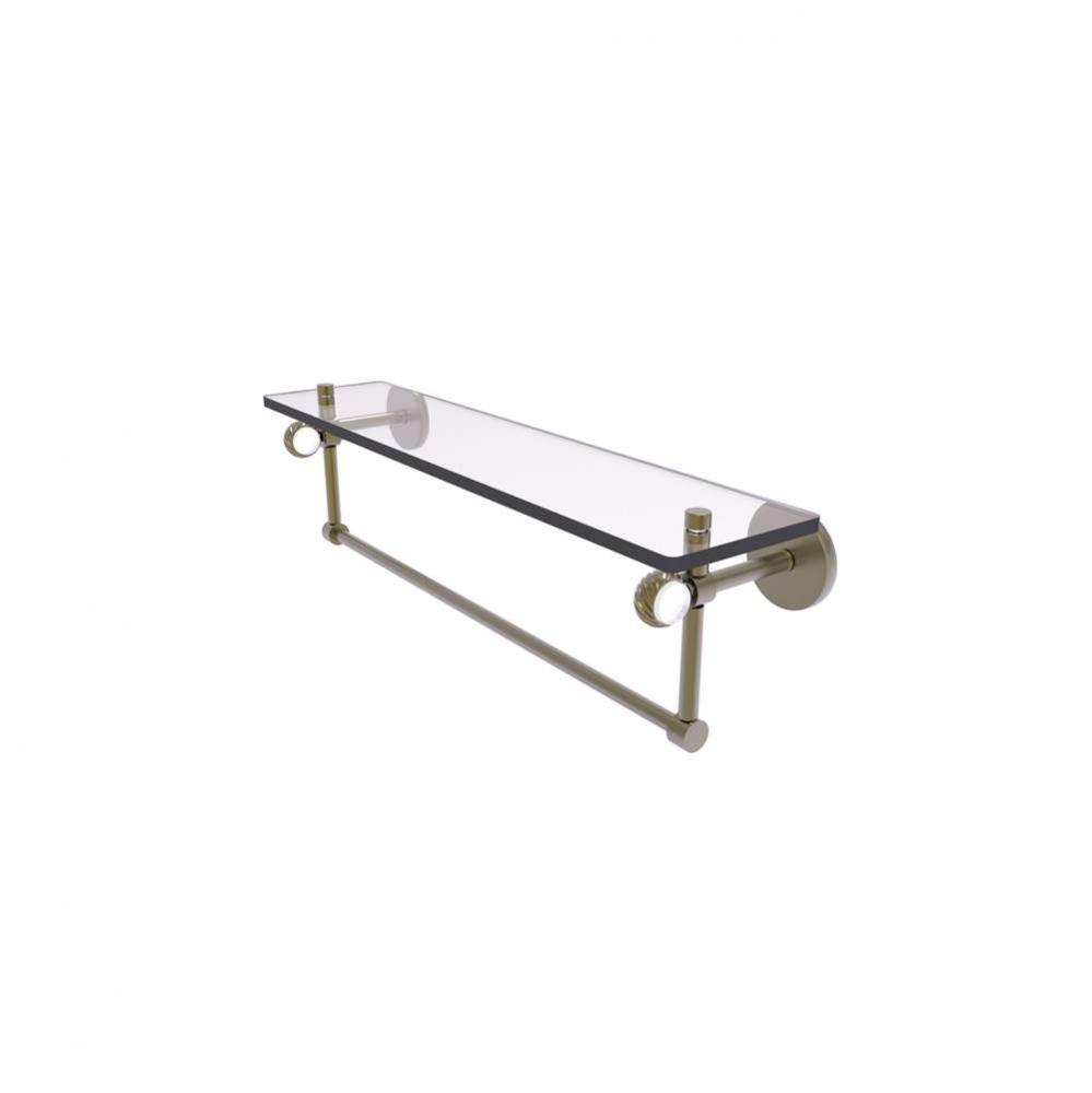Clearview Collection 22 Inch Glass Shelf with Towel Bar and Twisted Accents