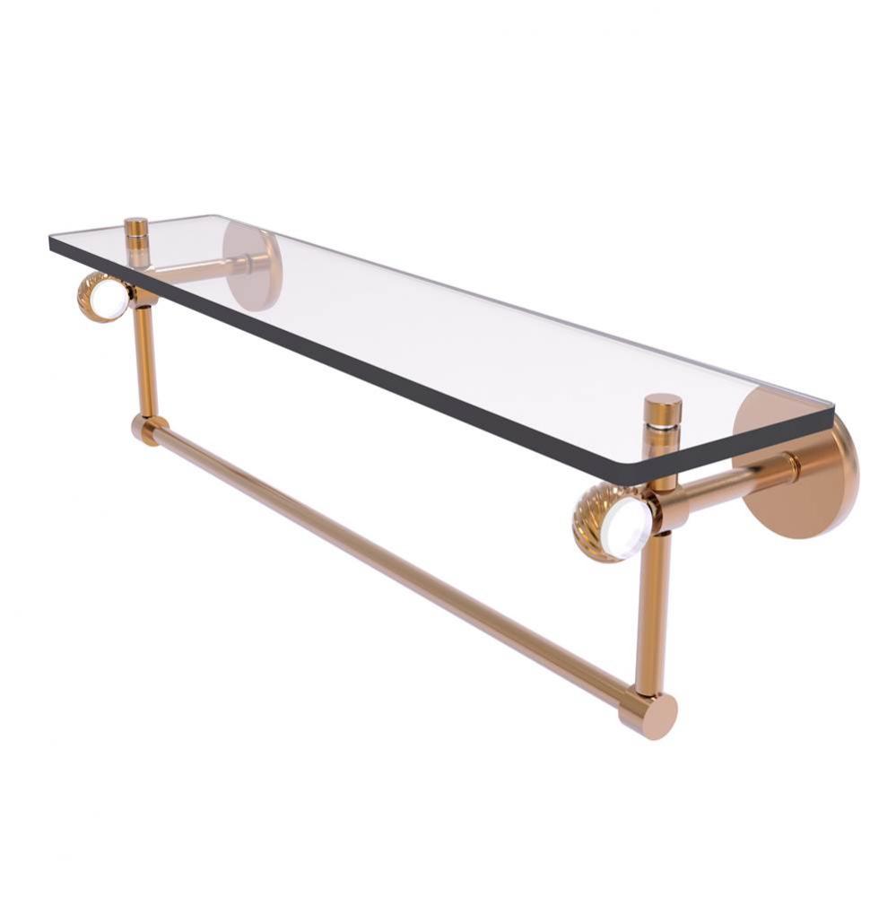 Clearview Collection 22 Inch Glass Shelf with Towel Bar and Twisted Accents
