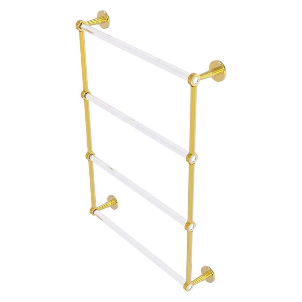 Clearview Collection 4 Tier 24 Inch Ladder Towel Bar with Dotted Accents - Polished Brass