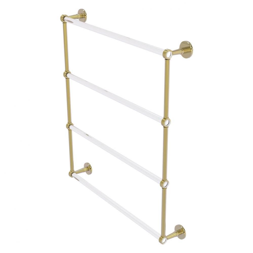 Clearview Collection 4 Tier 30 Inch Ladder Towel Bar with Grooved Accents - Unlacquered Brass