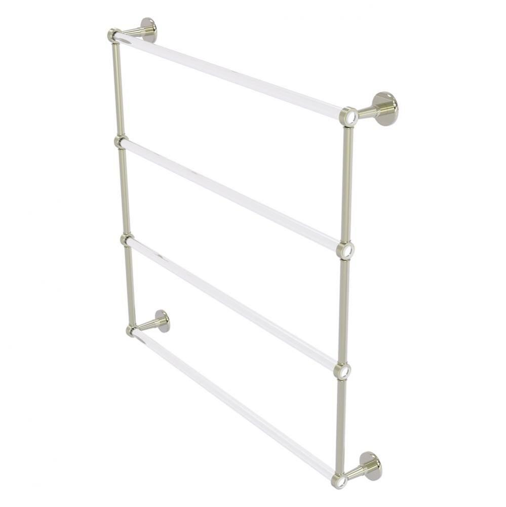 Clearview Collection 4 Tier 36 Inch Ladder Towel Bar with Grooved Accents - Polished Nickel