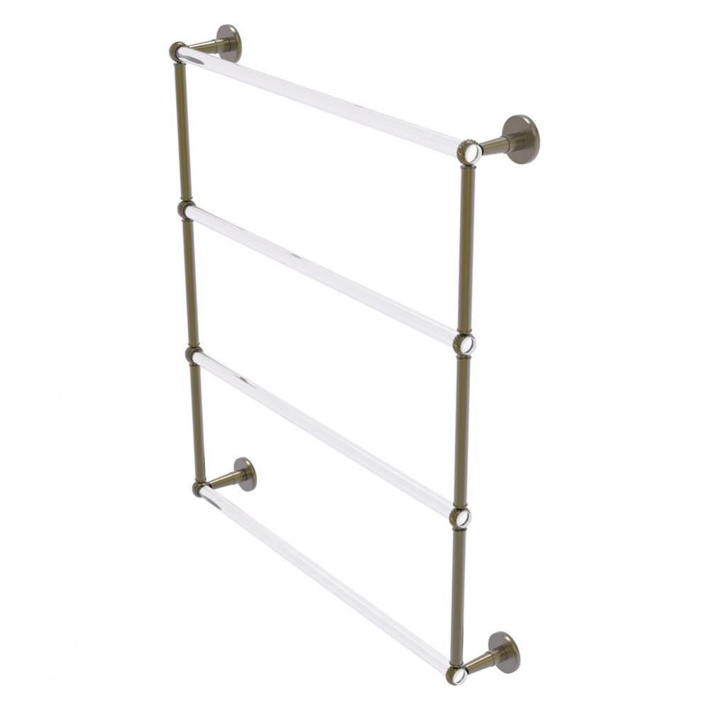 Clearview Collection 4 Tier 30 Inch Ladder Towel Bar with Twisted Accents - Antique Brass