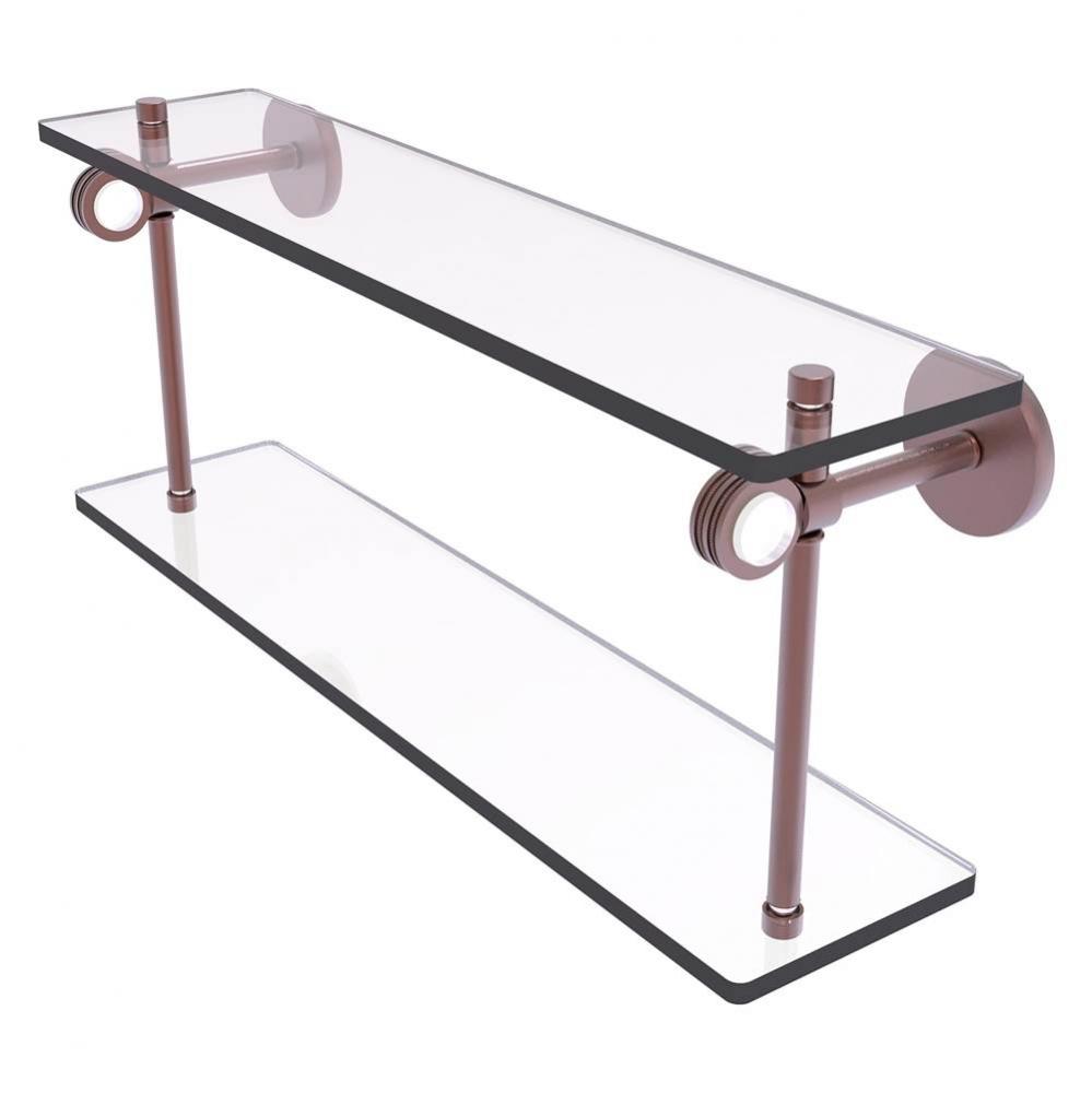 Clearview Collection 16 Inch Double Glass Shelf with Dotted Accents - Antique Copper