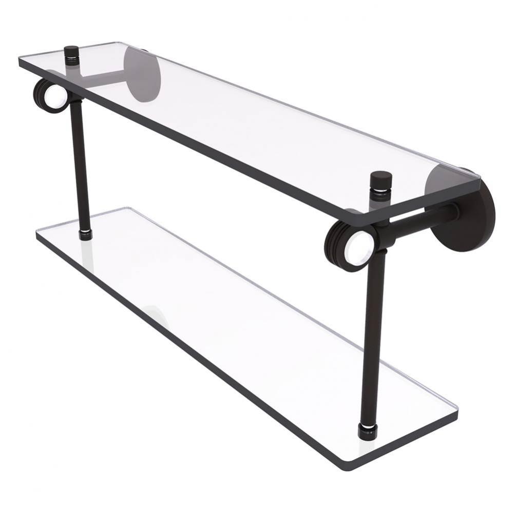 Clearview Collection 16 Inch Double Glass Shelf with Dotted Accents - Oil Rubbed Bronze
