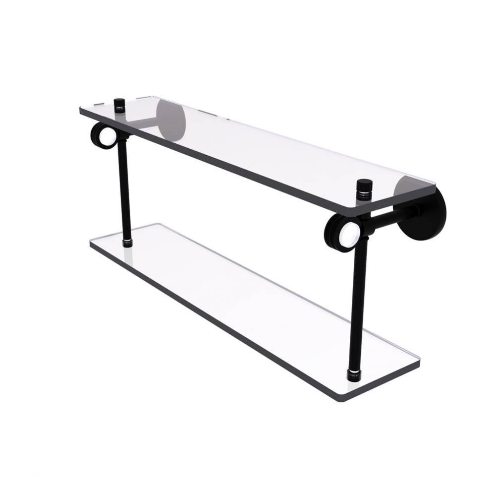 Clearview Collection 22 Inch Two Tiered Glass Shelf with Dotted Accents