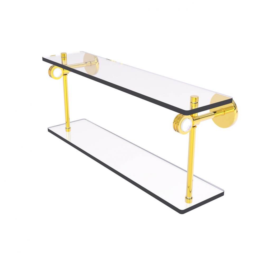 Clearview Collection 22 Inch Two Tiered Glass Shelf with Dotted Accents