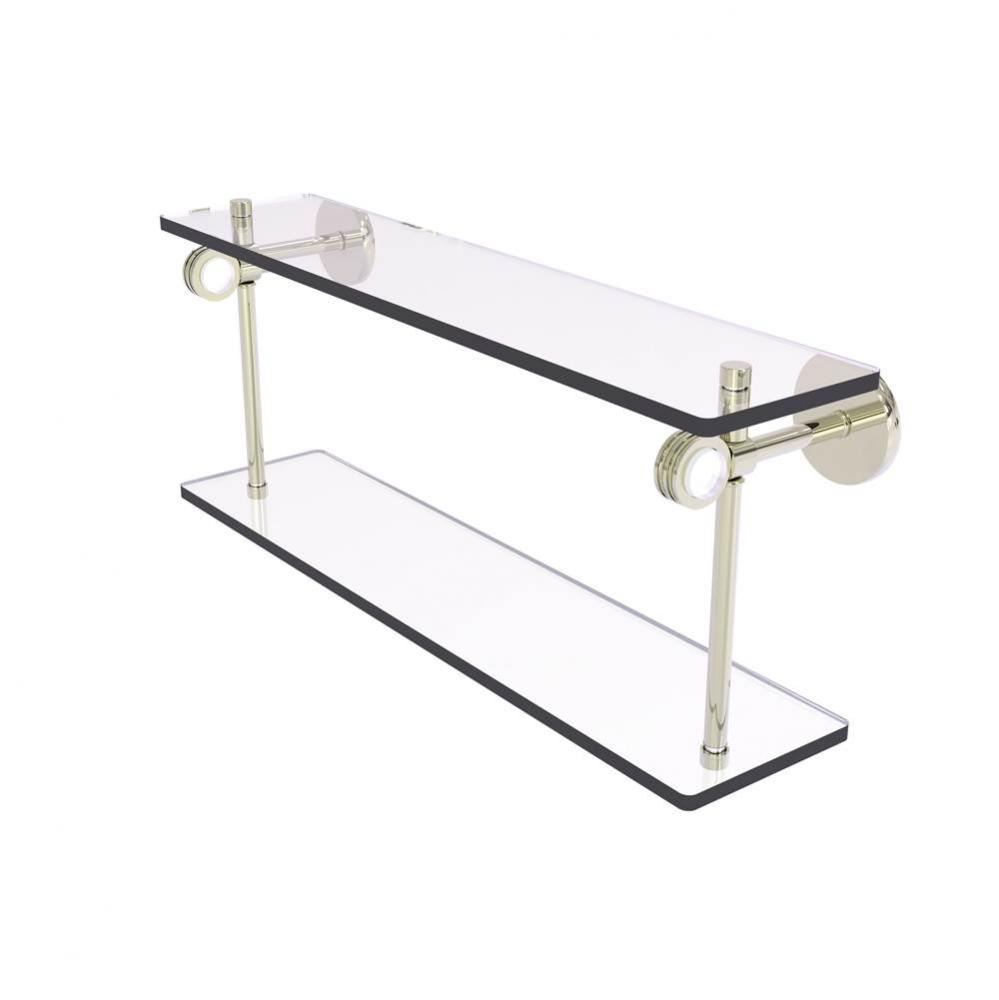 Clearview Collection 22 Inch Two Tiered Glass Shelf with Dotted Accents