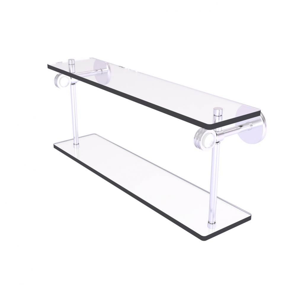 Clearview Collection 22 Inch Two Tiered Glass Shelf with Dotted Accents