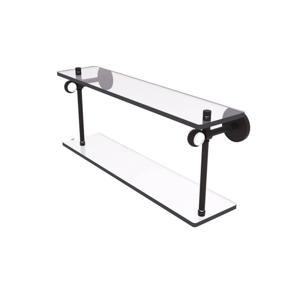 Clearview Collection 16 Inch Two Tiered Glass Shelf with Twisted Accents