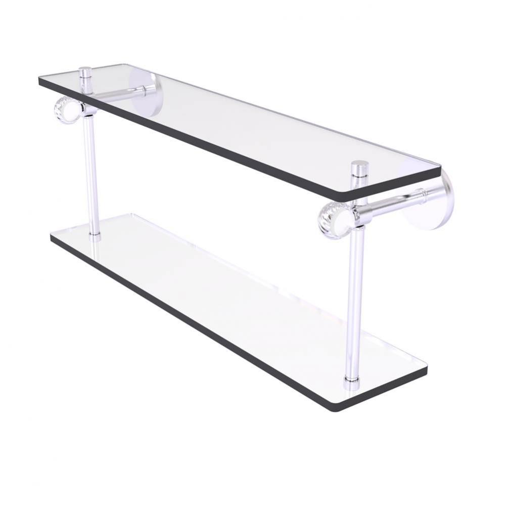 Clearview Collection 16 Inch Two Tiered Glass Shelf with Twisted Accents