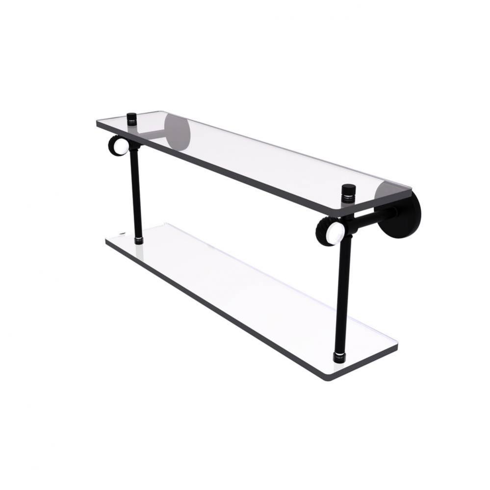 Clearview Collection 22 Inch Two Tiered Glass Shelf with Twisted Accents