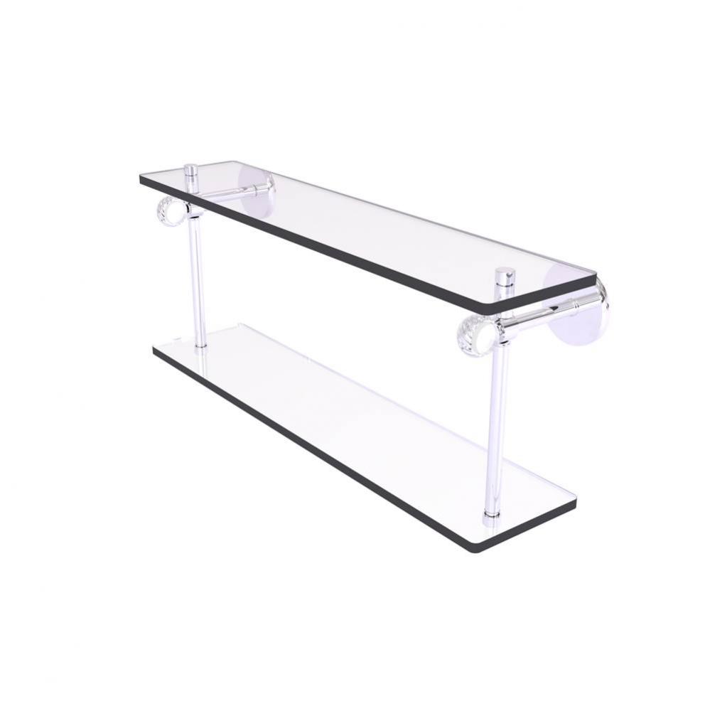 Clearview Collection 22 Inch Two Tiered Glass Shelf with Twisted Accents