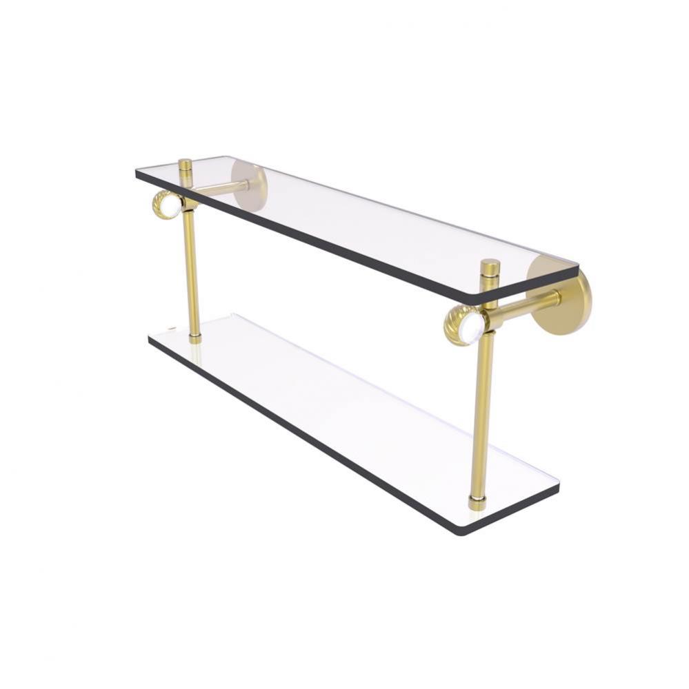 Clearview Collection 22 Inch Two Tiered Glass Shelf with Twisted Accents