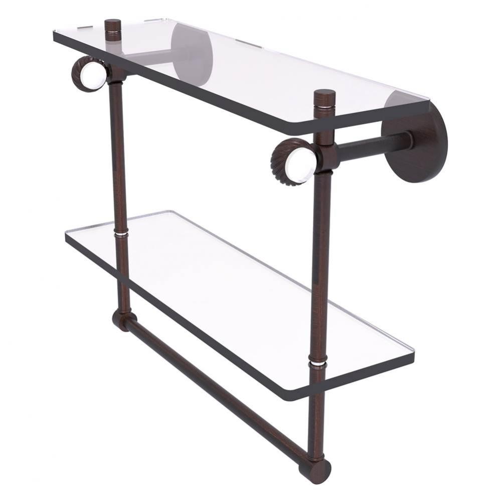 Clearview Collection 16 Inch Double Glass Shelf with Towel Bar and Twisted Accents - Venetian Bron