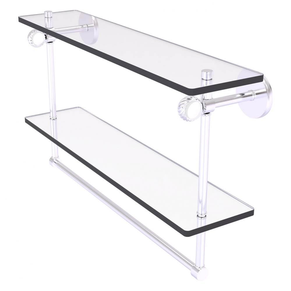 Clearview Collection 22 Inch Double Glass Shelf with Towel Bar and Twisted Accents - Satin Chrome