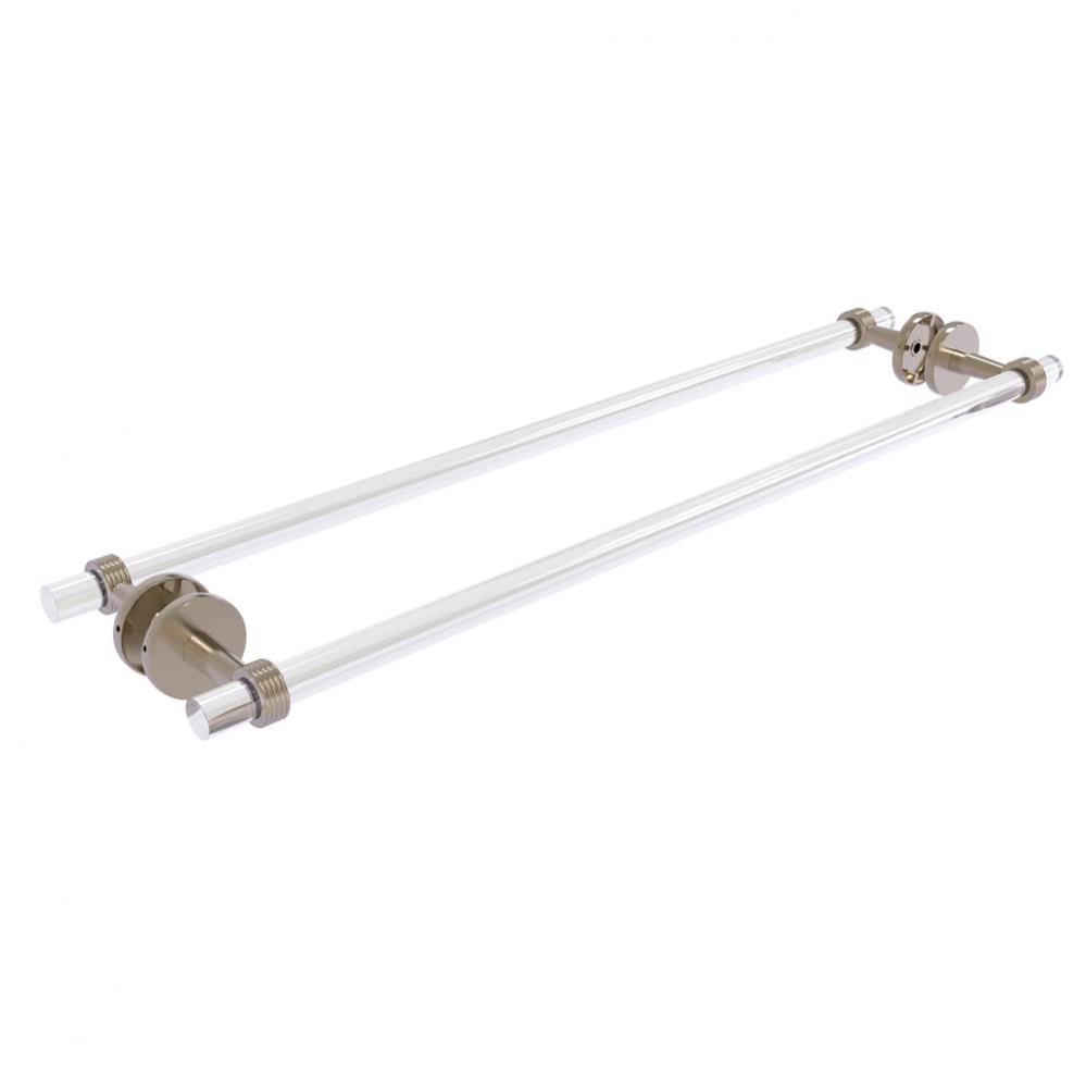 Clearview Collection 30 Inch Back to Back Shower Door Towel Bar with Groovy Accents