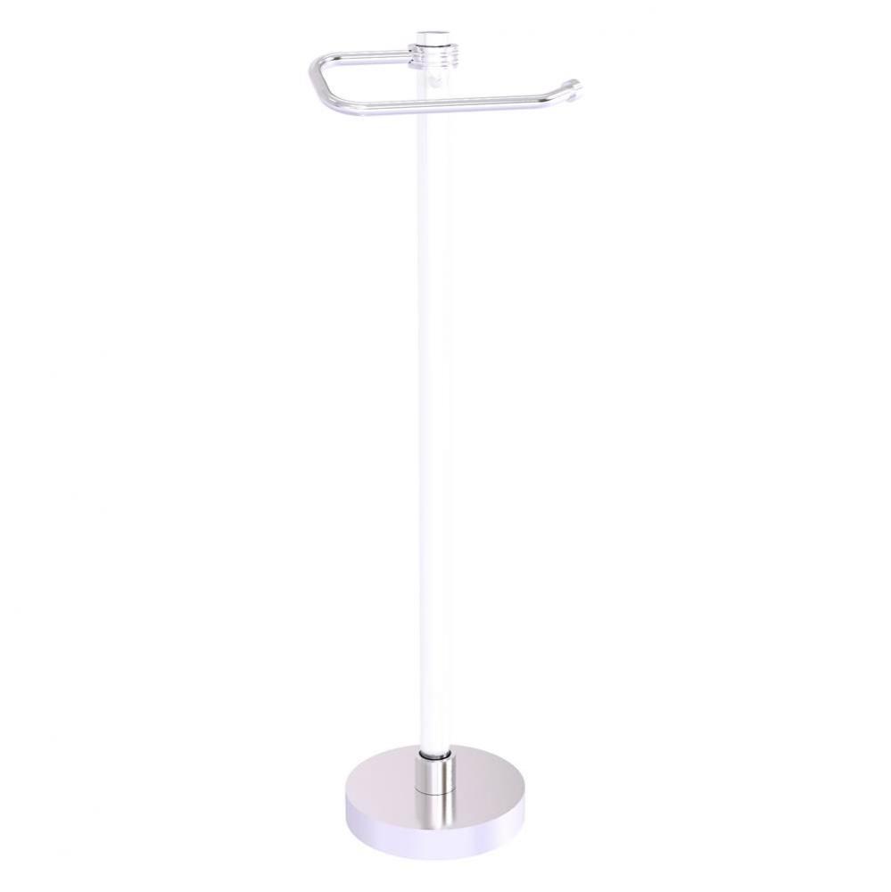 Clearview Collection Euro Style Free Standing Toilet Paper Holder with Dotted Accents - Satin Chro