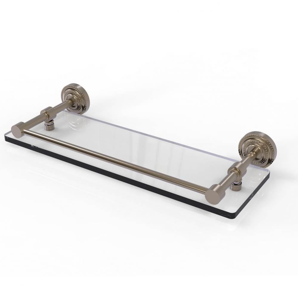 Dottingham 16 Inch Glass Shelf with Gallery Rail