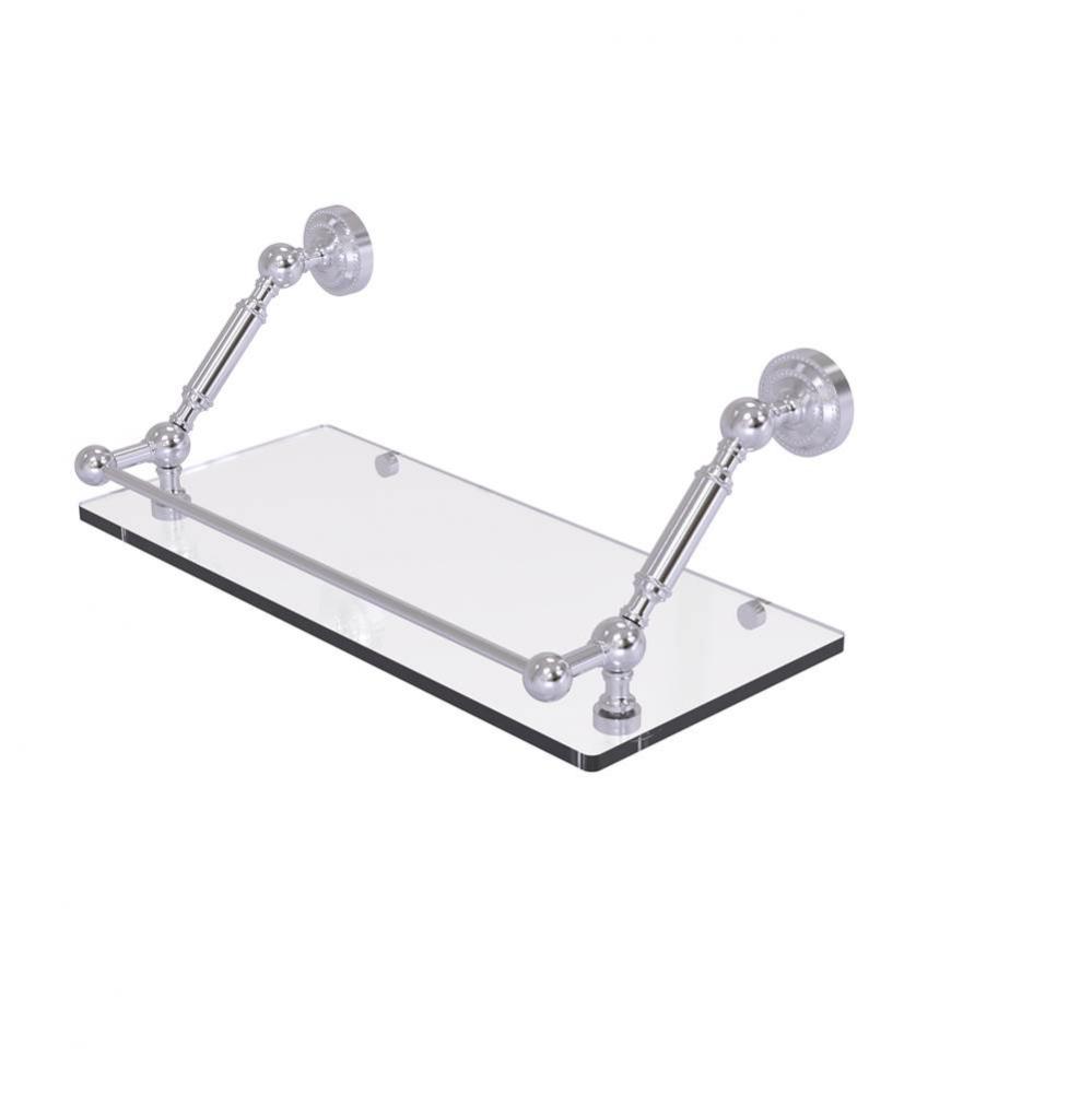 Dottingham 18 Inch Floating Glass Shelf with Gallery Rail