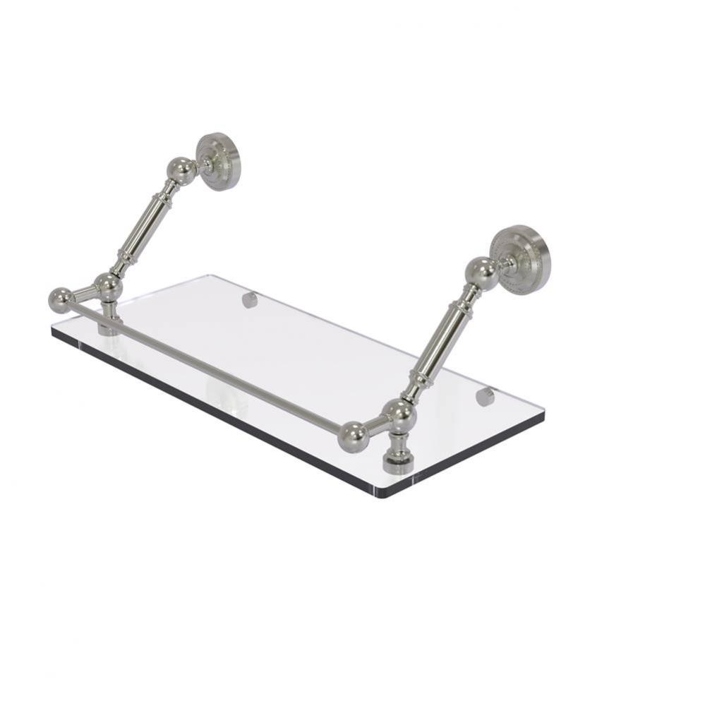 Dottingham 18 Inch Floating Glass Shelf with Gallery Rail