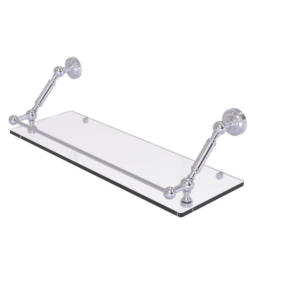 Dottingham 24 Inch Floating Glass Shelf with Gallery Rail